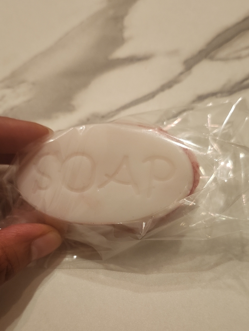 Handcrafted Oval White Soap Bar with Raised 'SOAP' Text